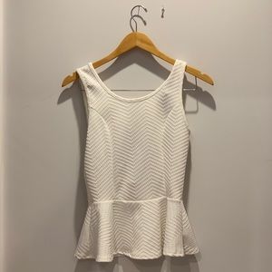 White peplum bow back top white size M
